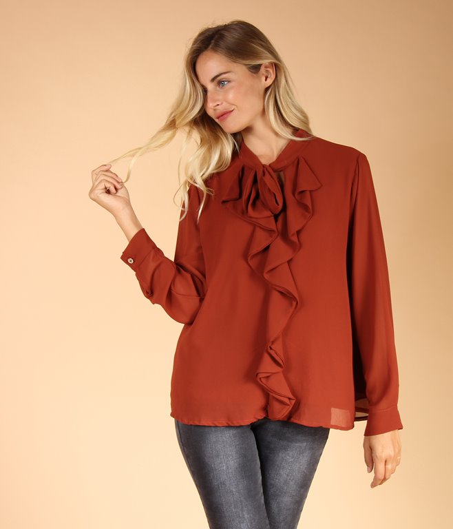 Top à volans Jabot 15,00€ BLANC EDJI