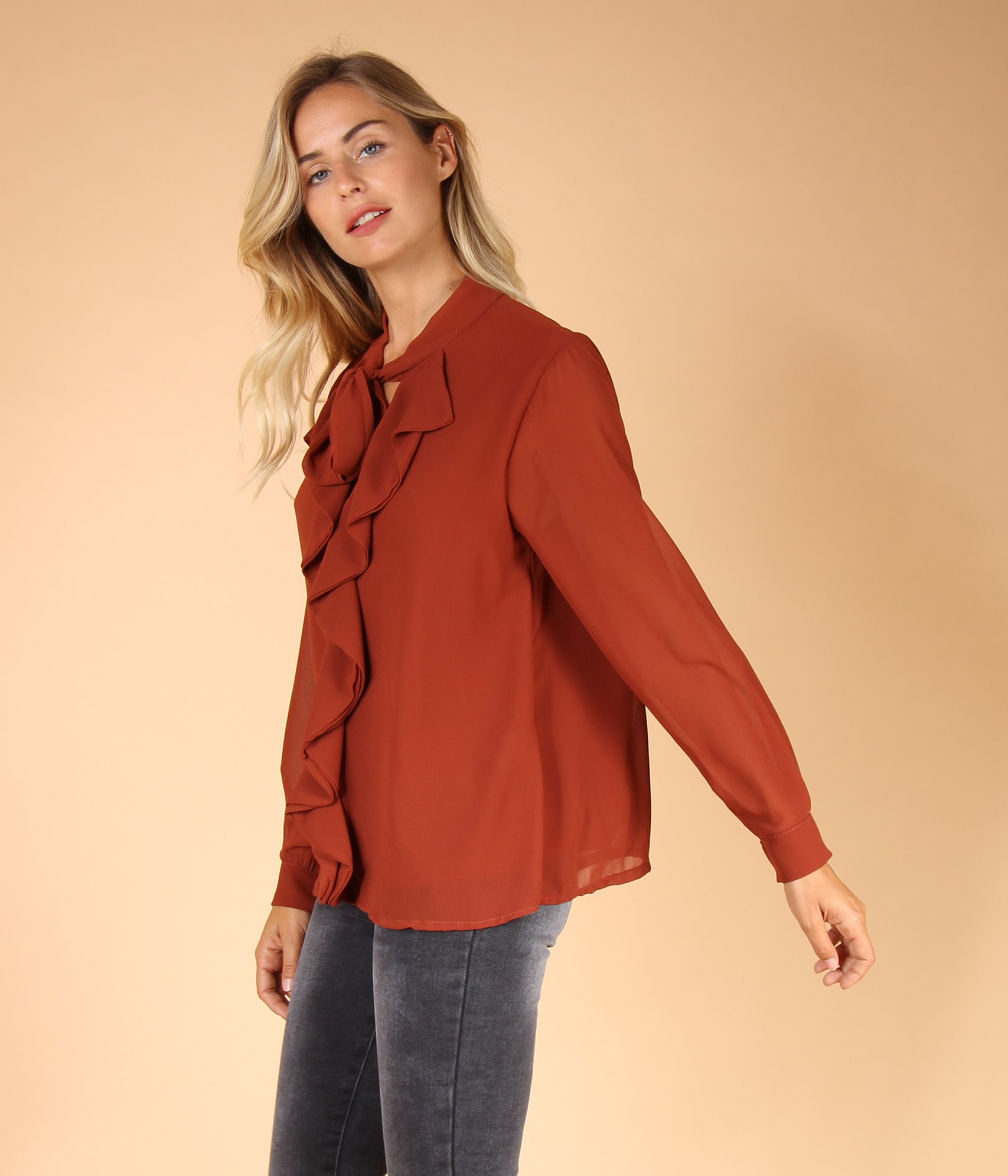 Top à volans Jabot 15,00€ BLANC EDJI