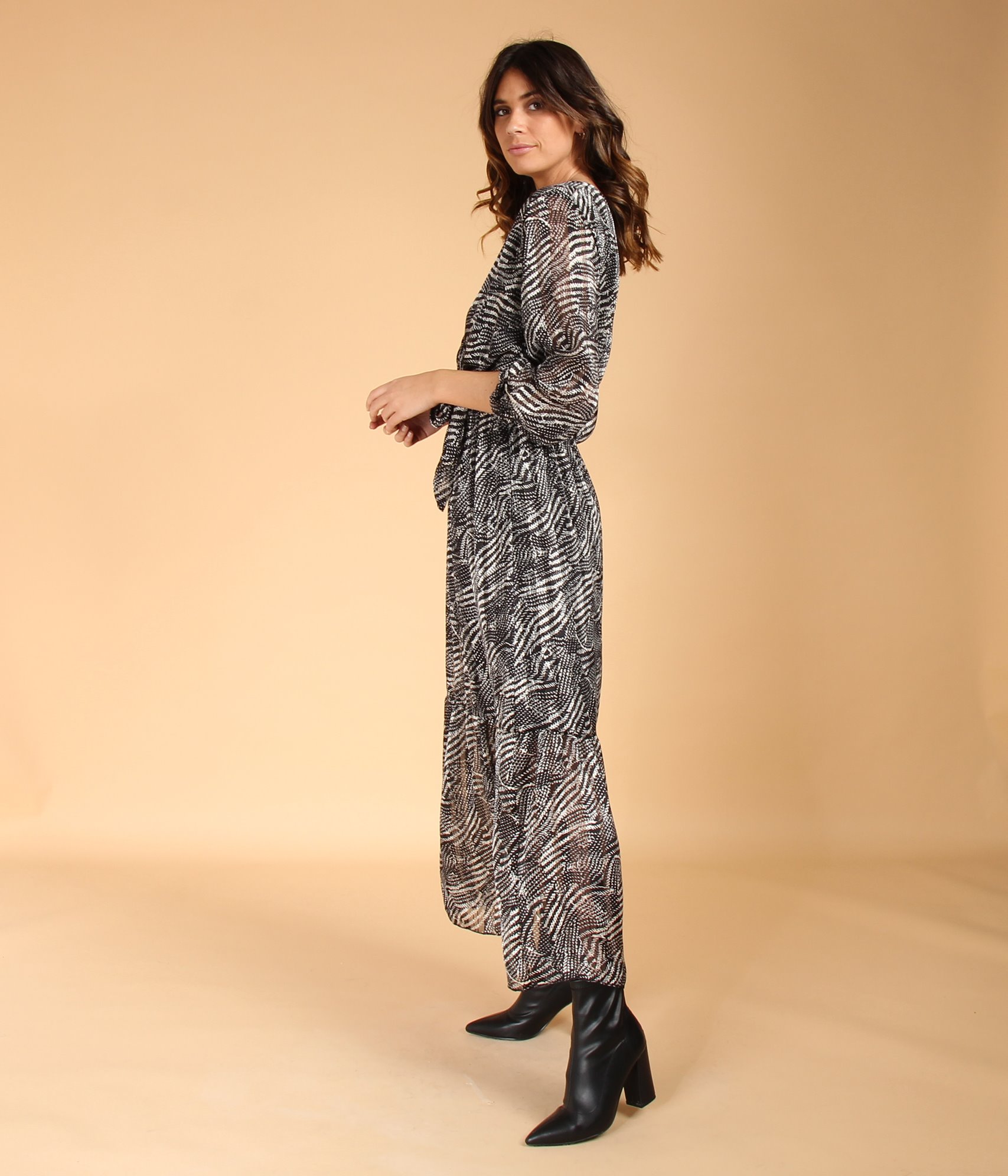 Robe longue imprim?� animal - 25,00�?� - NOIR - EDJI