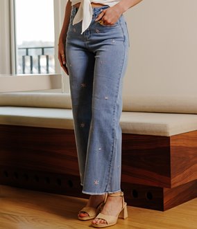 Jean large Monia brodé