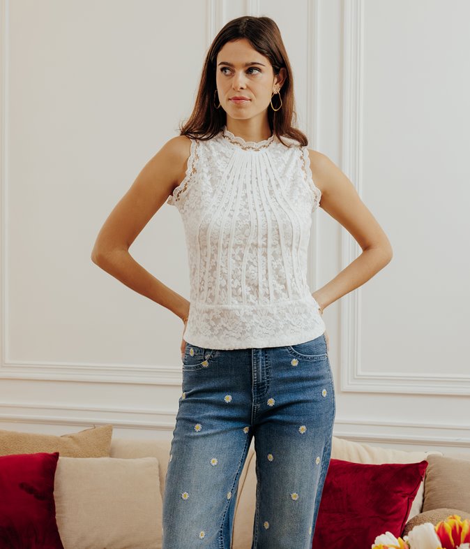 Top Barroque à dentelle