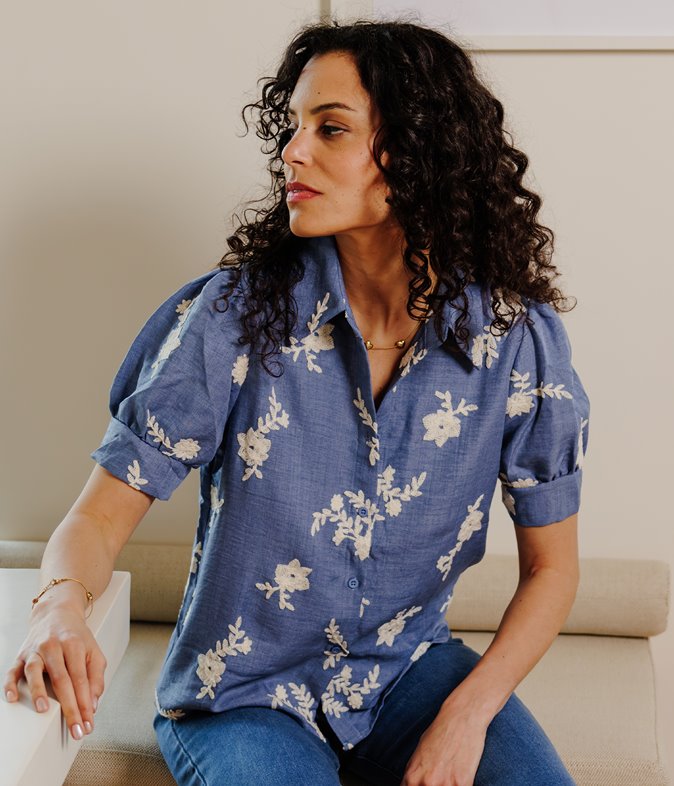 Chemise manches courtes Nelia brodée