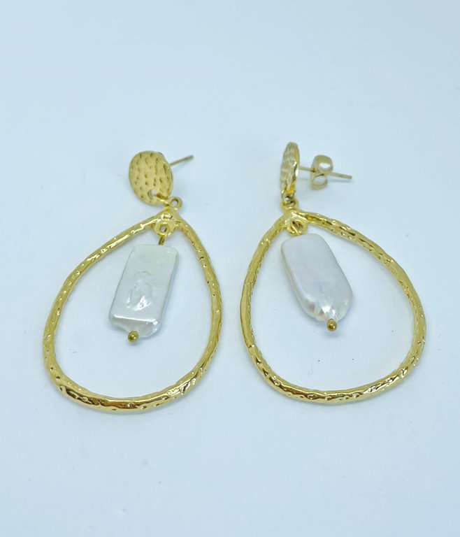 Boucles D'oreilles Percées Vintage – Ovale – Bijou Deux Tons Argent Et Or – Modèle 3771