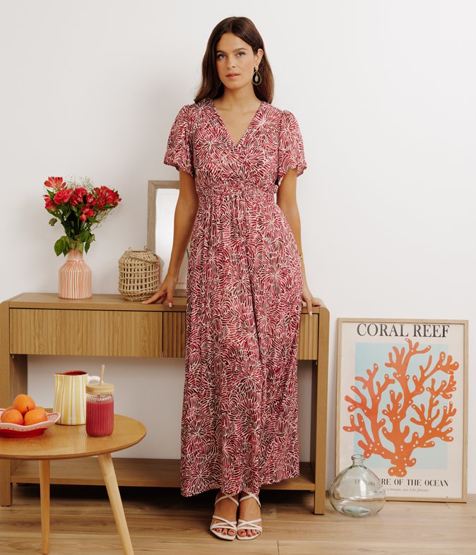 Robe longue Romane cache-coeur