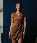 Robe drapée en suédine Kheira