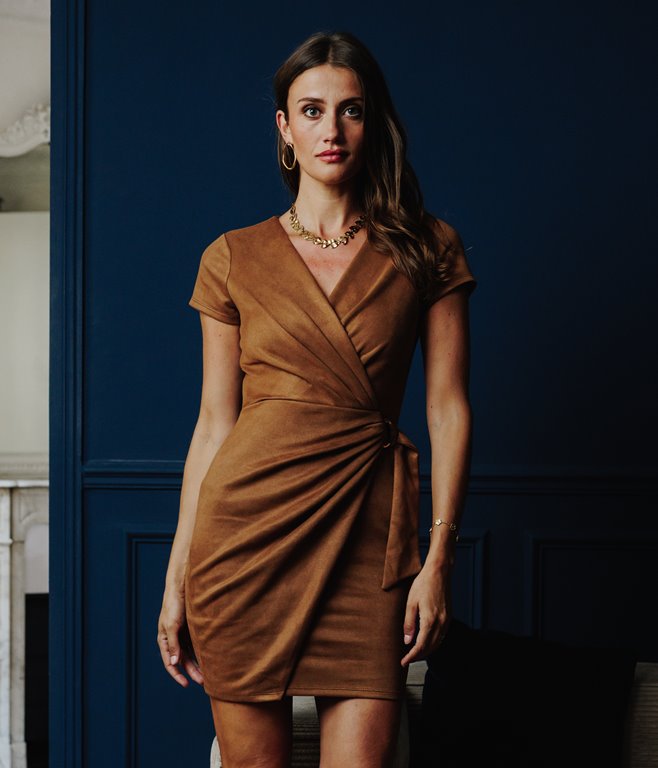 Robe drapée en suédine Kheira