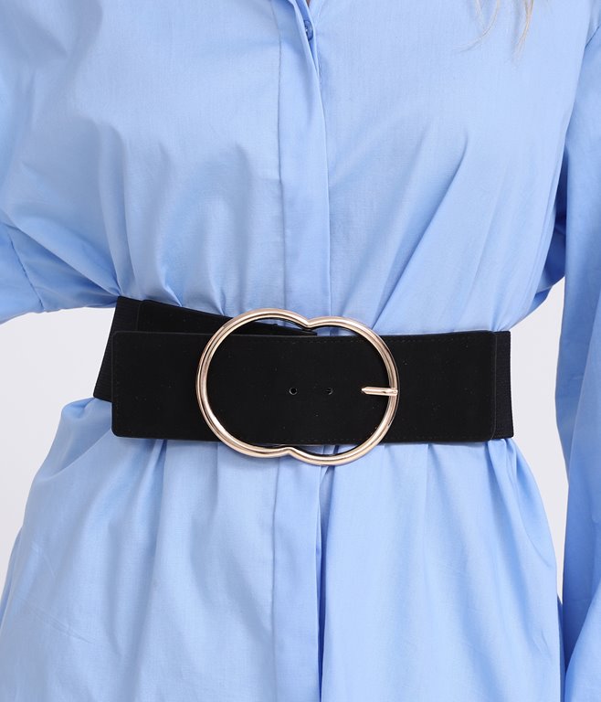 Ceinture à boucle dorée effet suédine 