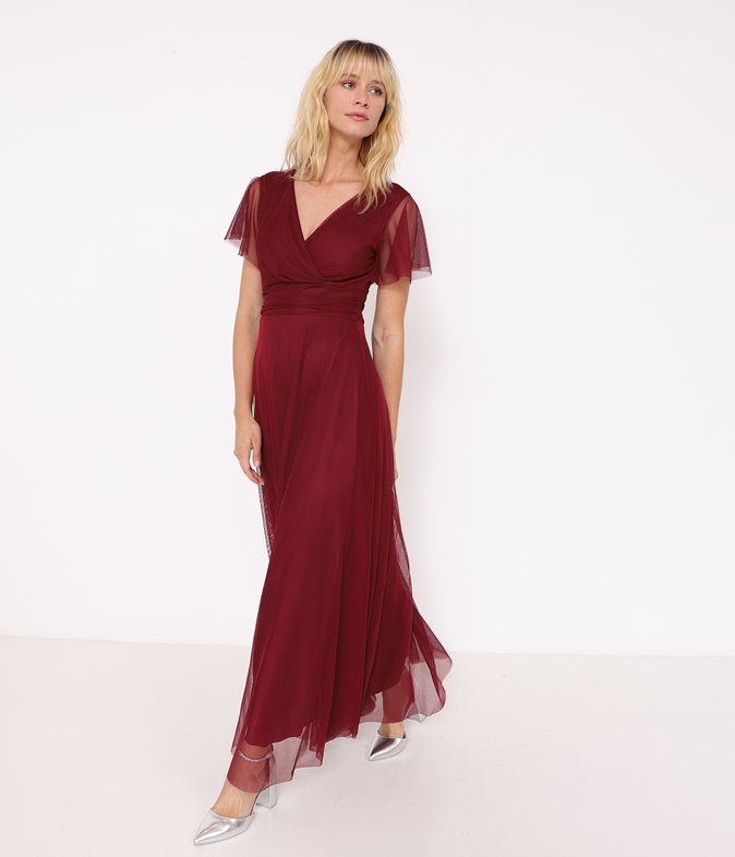 Robe longue en tulle