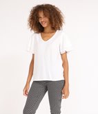 T-shirt uni manches volantes