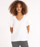 T-shirt uni manches volantes
