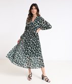 Robe longue plissée animale