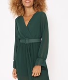 Robe ceinturée plissée