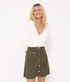 Jupe trapèze en suédine