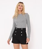 Top manches bouffantes à paillettes