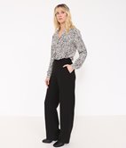 Pantalon large effet lin