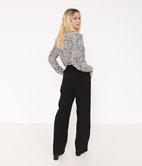 Pantalon large effet lin