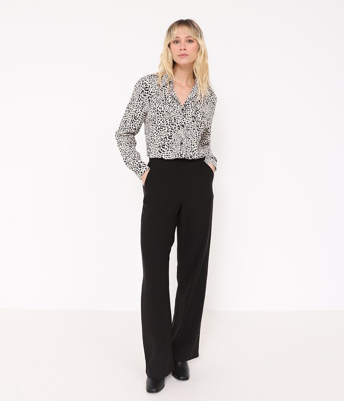 Pantalon ample effet lin