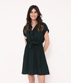 Robe chemise nouée effet lin