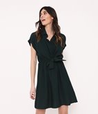 Robe chemise nouée effet lin