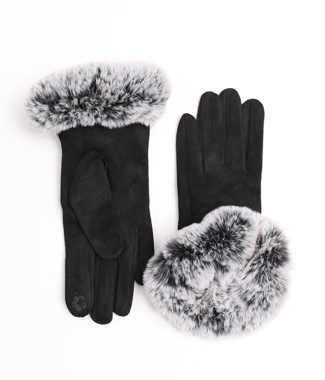 Gants en suédine à fausse fourrure