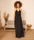Robe longue satinée unie