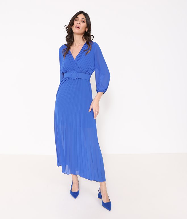 Robe longue plissée