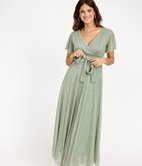 Robe longue cache-cœur plissée Léa