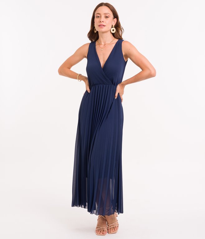 Robe longue plissée Lola