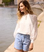 Short en jean Eva broderie coeur