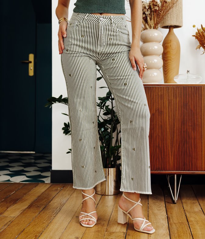 Jean large Kate rayé
