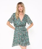 Robe cache-cœur imprimée Elona