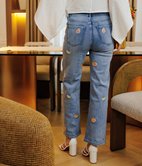 Jean large Natacha brodé