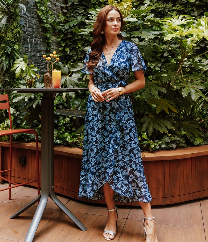 Robe longue Palmita asymétrique