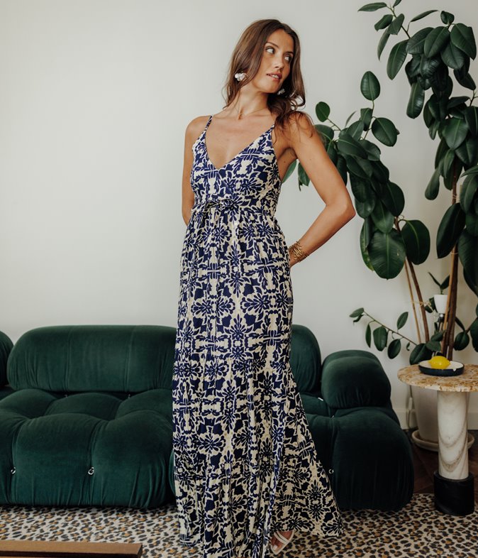 Robe longue Carmen cache-coeur