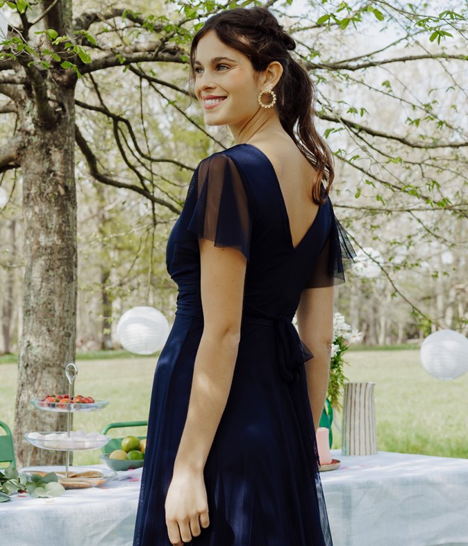 Robe longue en tulle