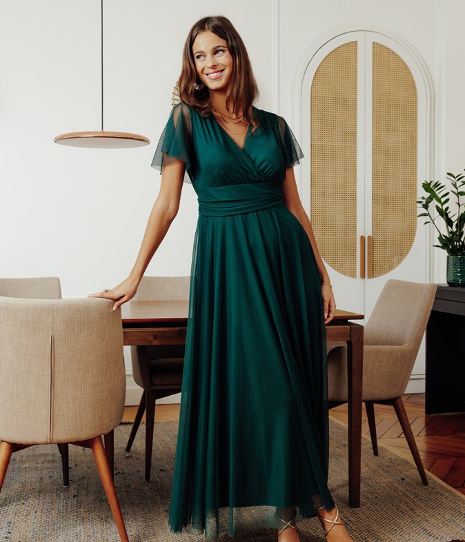 Robe longue en tulle