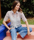 Chemise manches courtes Kira à dentelle