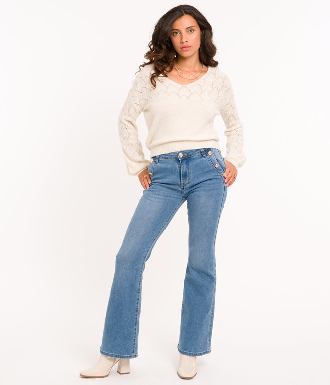 Pull Marine Torsadé Et Ajouré Caroll - Taille 36/38, Neuf Avec étiquettes