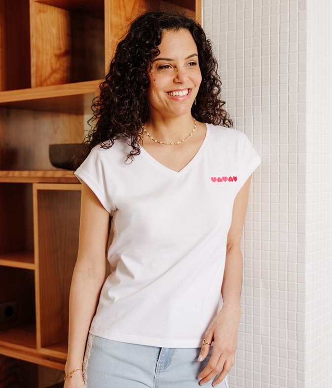 Tee-shirt Kira coeurs brodés