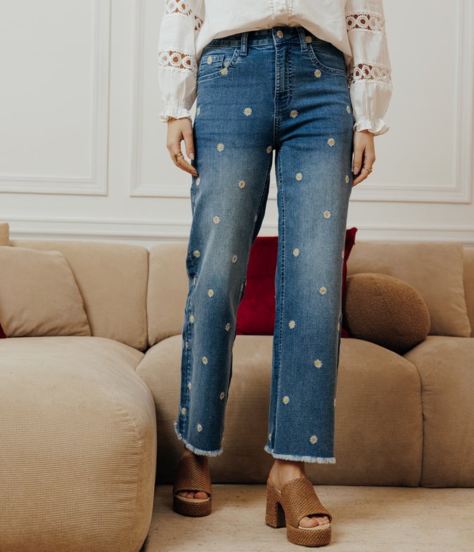 Jean large Adela brodé