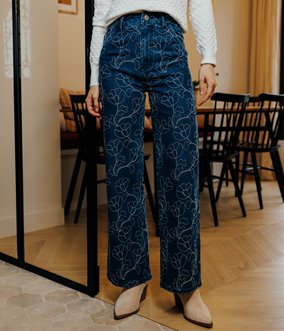 Jean large Carlotta brodé