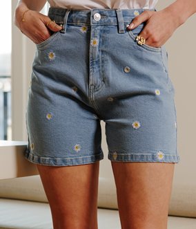 Short denim Adela brodé