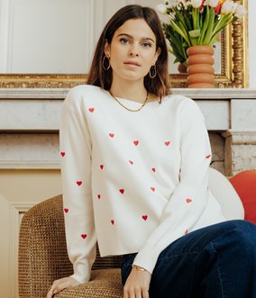 Sweat Bertrand coeurs brodés