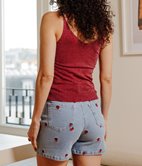Short en denim Stecy brodé