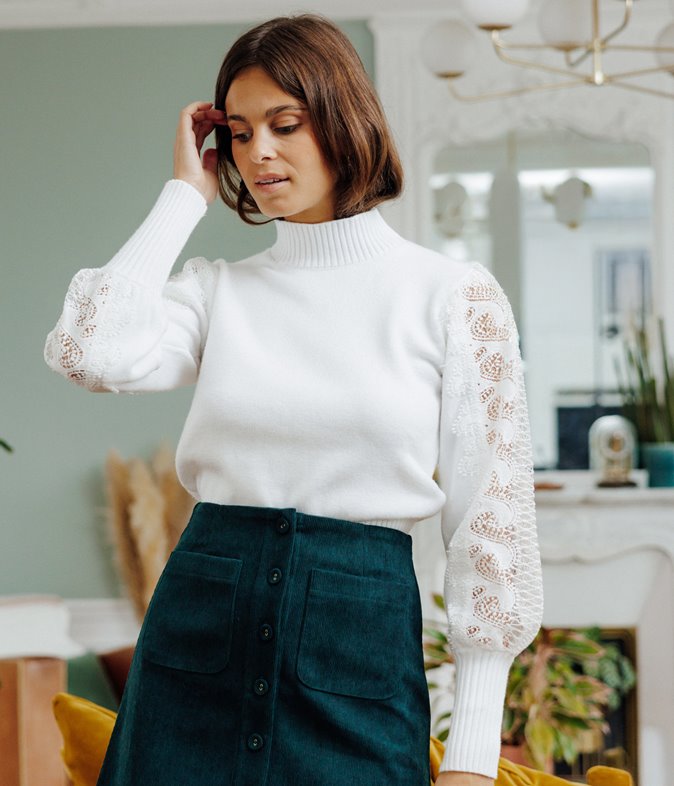 Pull Fleur à dentelle