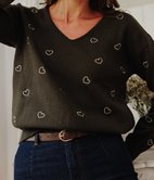 Pull Tom brodé coeurs