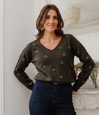 Pull Tom brodé coeurs