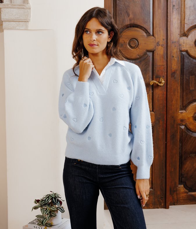 Pull chemise brodé Marshall